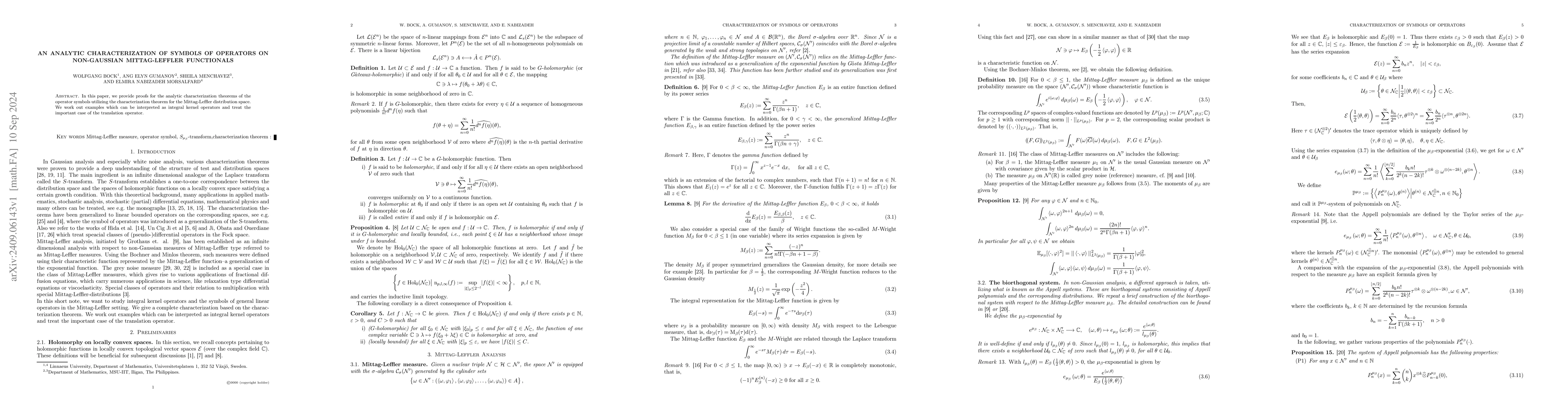 Thumbnail for An analytic characterization of symbols of operators on non-Gaussian
  Mittag-Leffler functionals