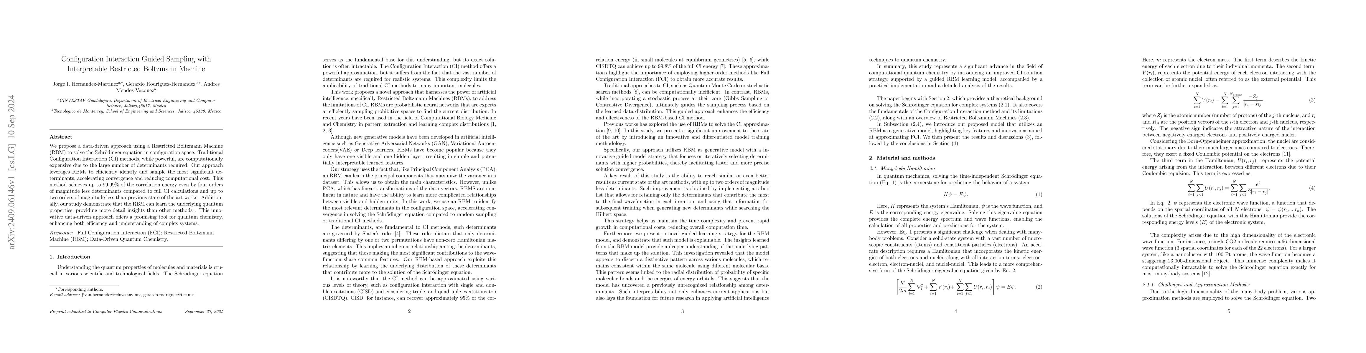 Thumbnail for Configuration Interaction Guided Sampling with Interpretable Restricted
  Boltzmann Machine