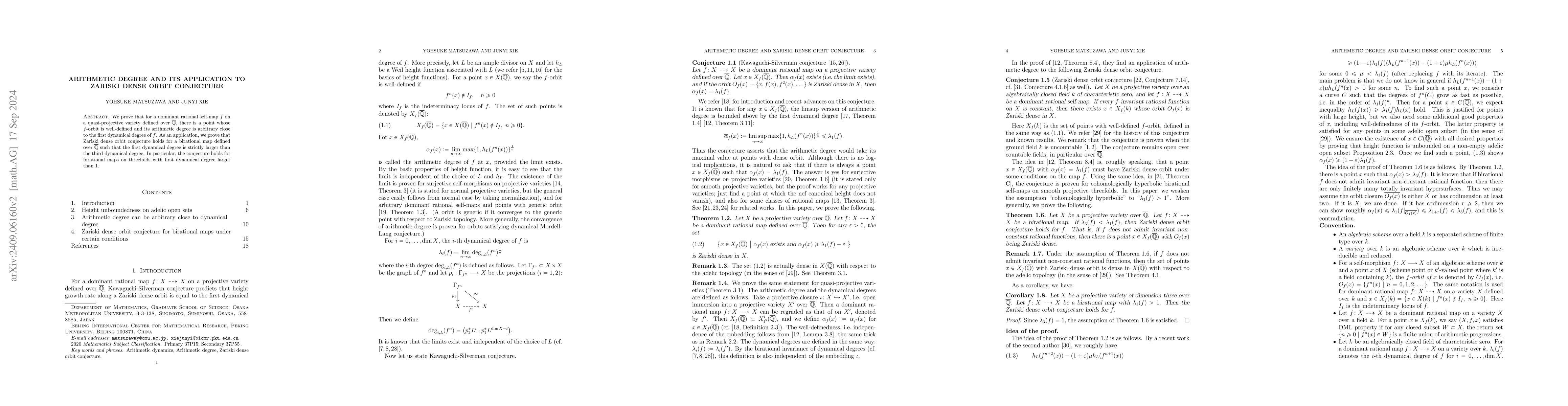 Thumbnail for Arithmetic degree and its application to Zariski dense orbit conjecture