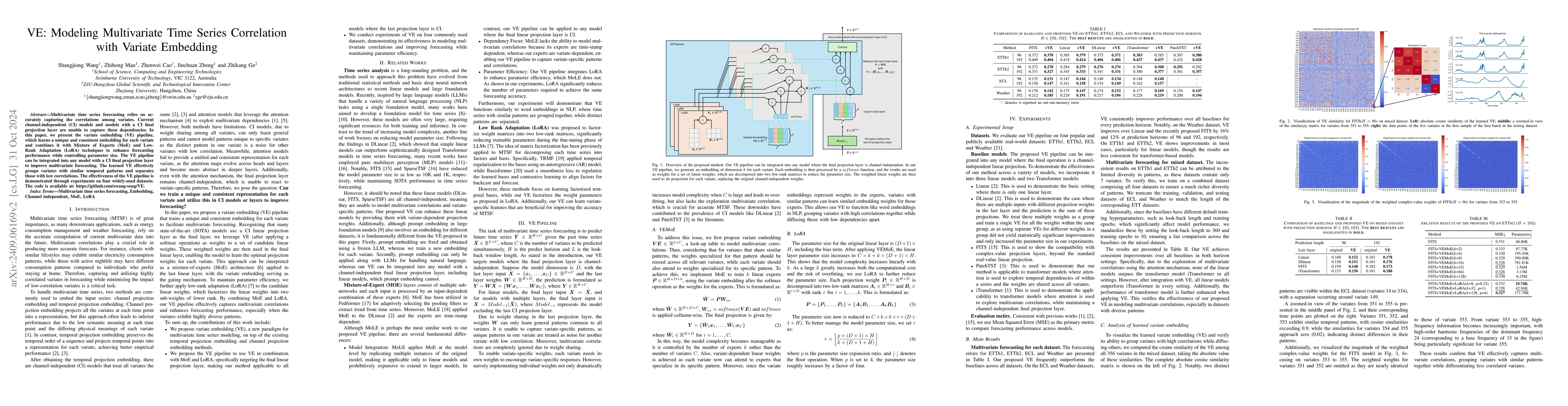 Thumbnail for VE: Modeling Multivariate Time Series Correlation with Variate Embedding