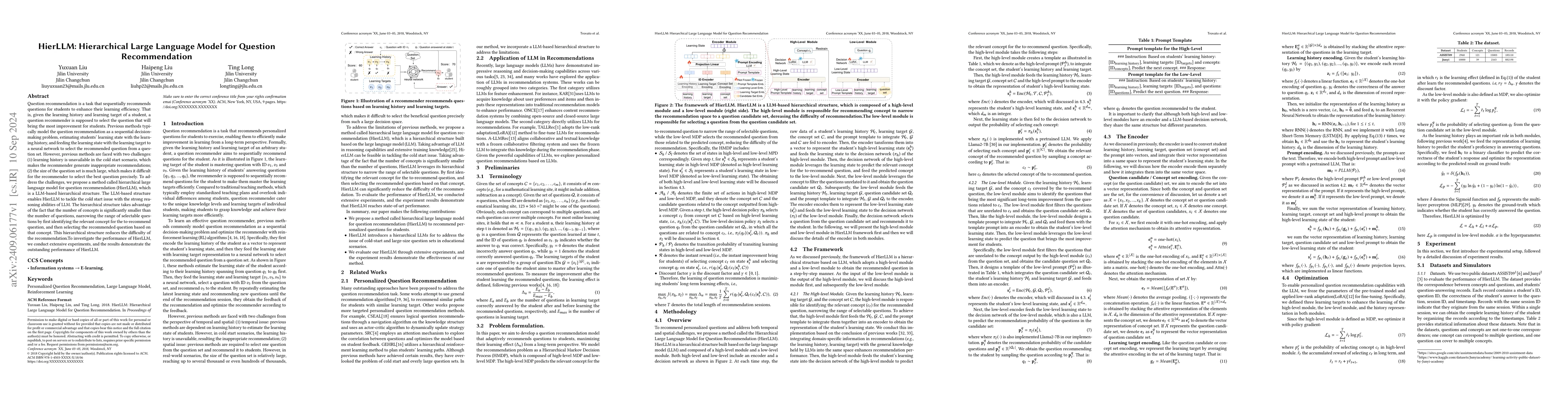 Thumbnail for HierLLM: Hierarchical Large Language Model for Question Recommendation