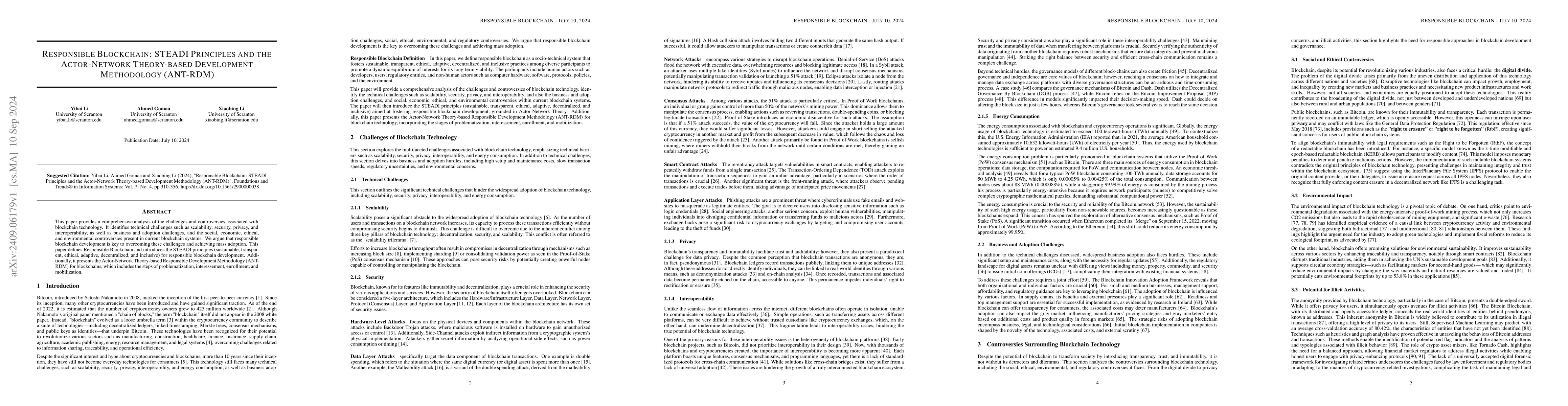 Thumbnail for Responsible Blockchain: STEADI Principles and the Actor-Network
  Theory-based Development Methodology (ANT-RDM)