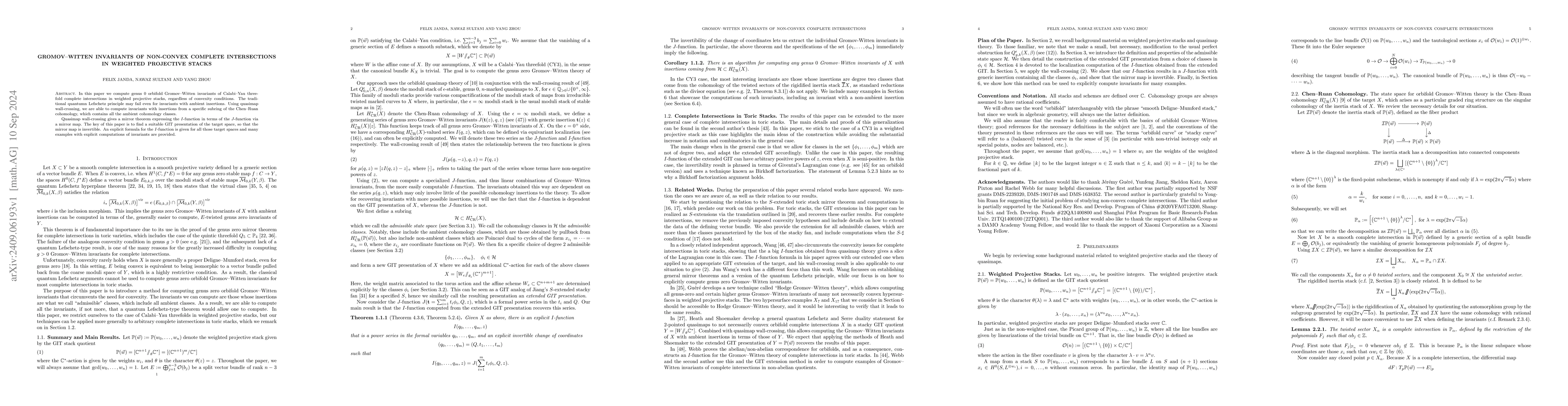 Thumbnail for Gromov--Witten Invariants of Non-Convex Complete Intersections in
  Weighted Projective Stacks