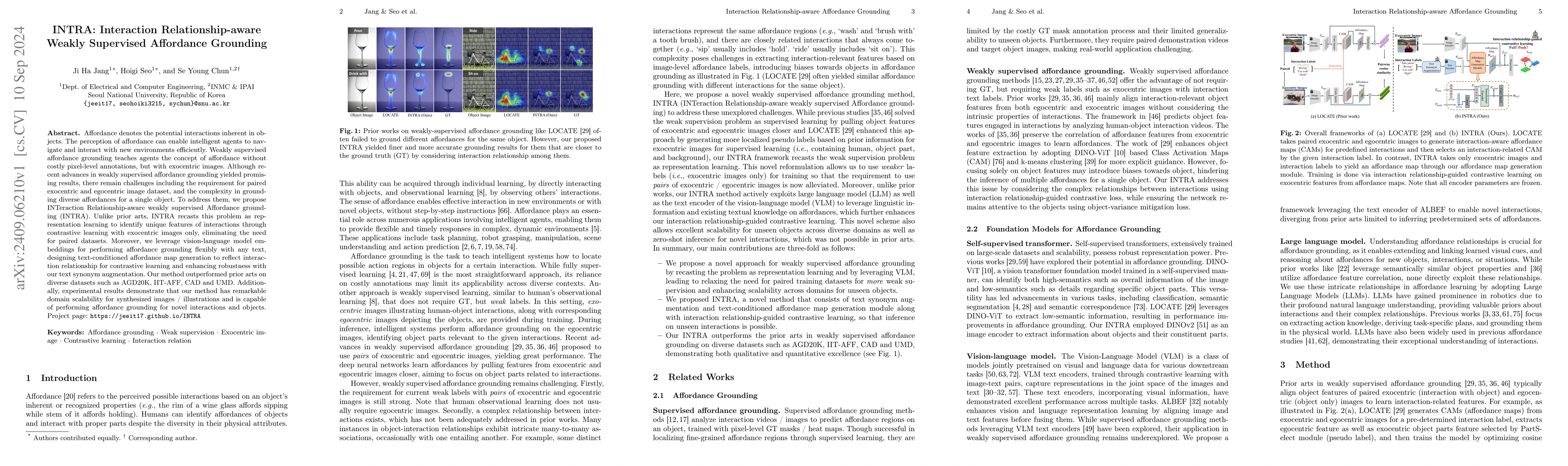 Thumbnail for INTRA: Interaction Relationship-aware Weakly Supervised Affordance
  Grounding
