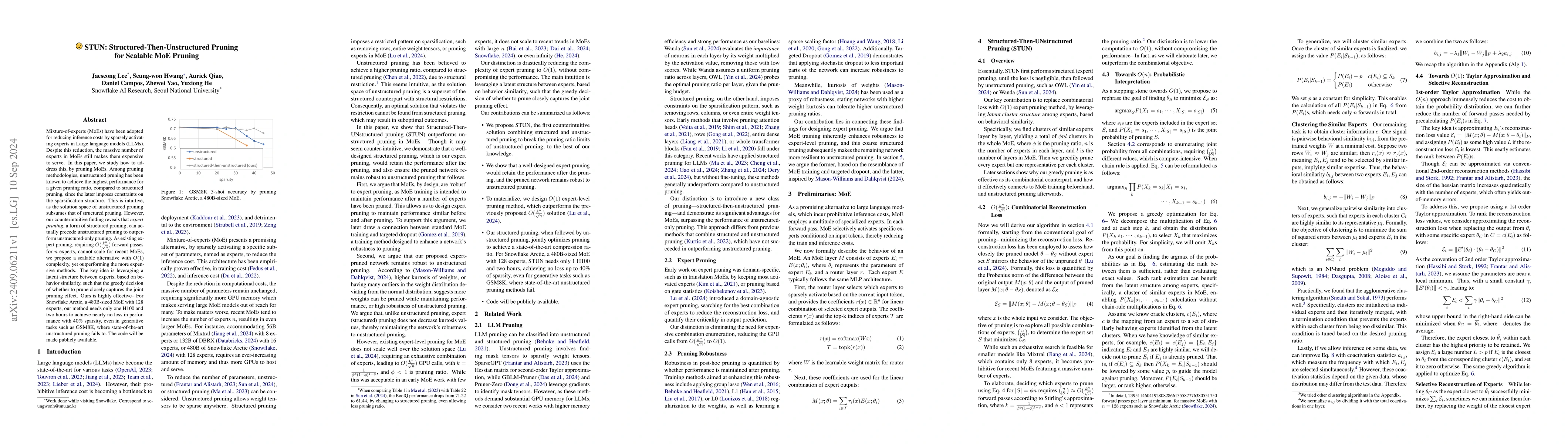 Thumbnail for STUN: Structured-Then-Unstructured Pruning for Scalable MoE Pruning