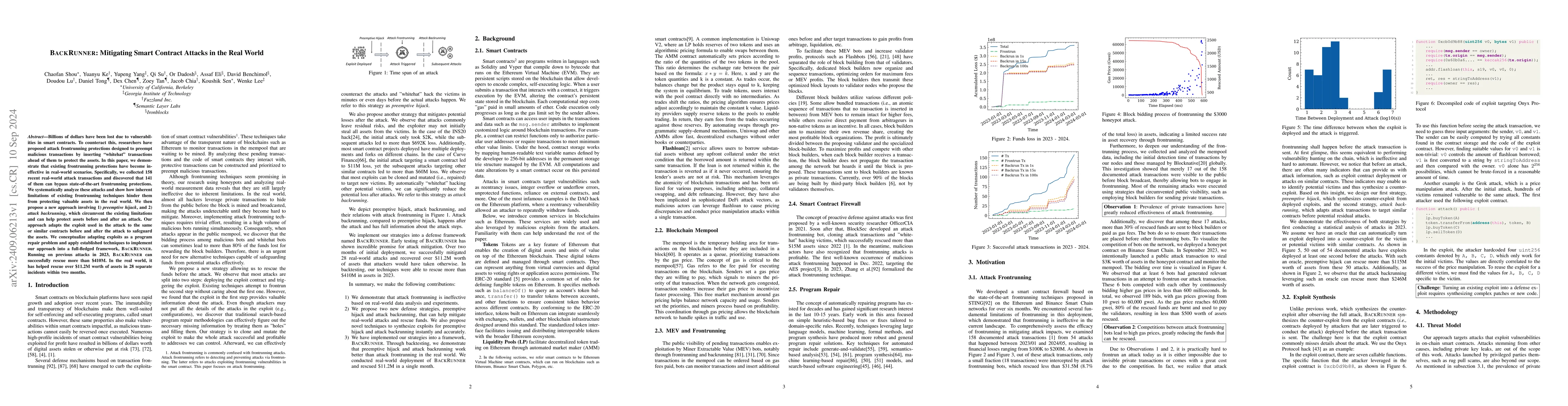Thumbnail for BACKRUNNER: Mitigating Smart Contract Attacks in the Real World