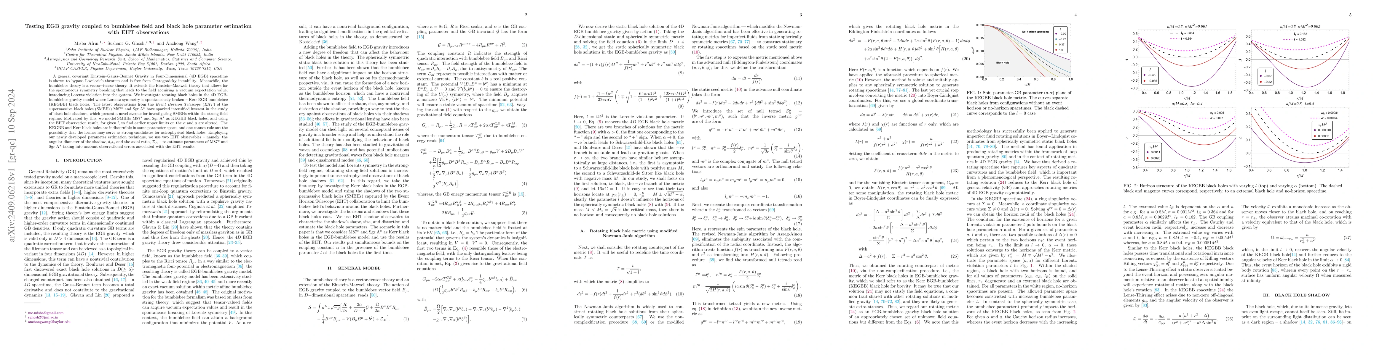 Thumbnail for Testing EGB gravity coupled to bumblebee field and black hole parameter
  estimation with EHT observations