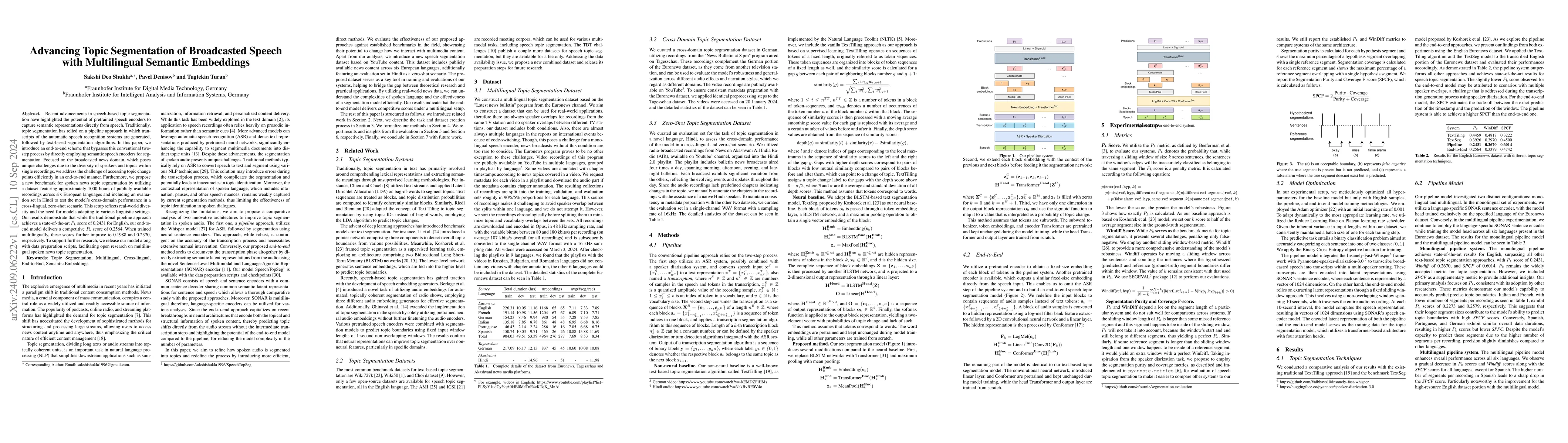 Thumbnail for Advancing Topic Segmentation of Broadcasted Speech with Multilingual
  Semantic Embeddings