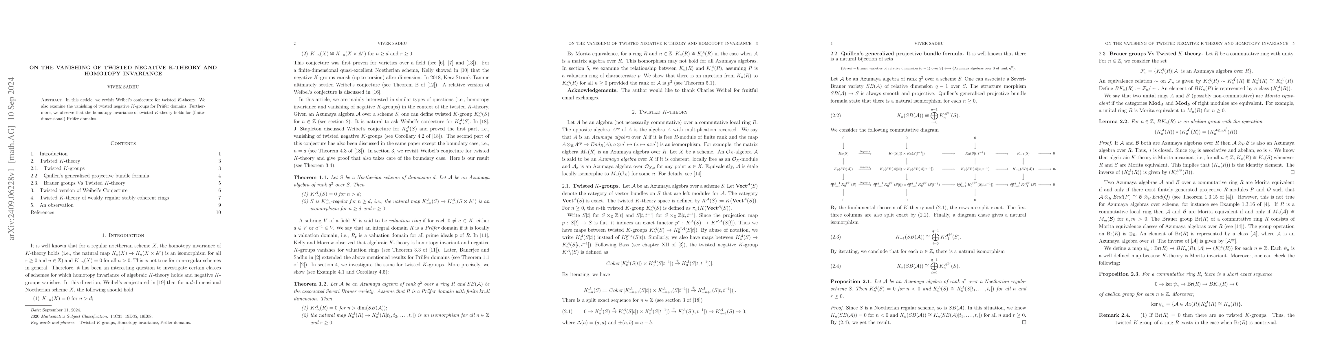 Thumbnail for On the vanishing of Twisted negative K-theory and homotopy invariance