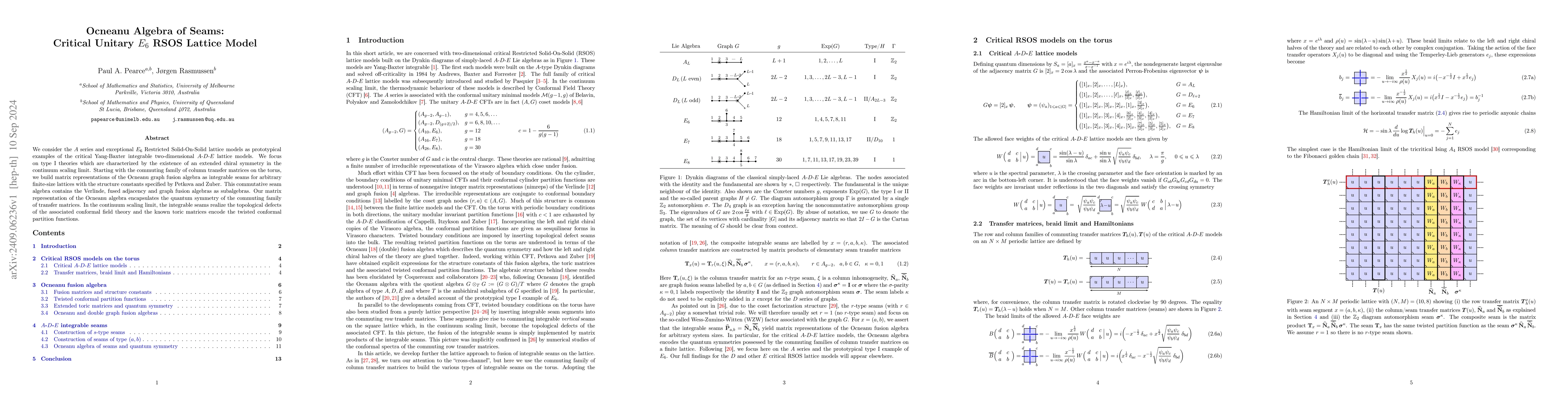 Thumbnail for Ocneanu Algebra of Seams: Critical Unitary $E_6$ RSOS Lattice Model