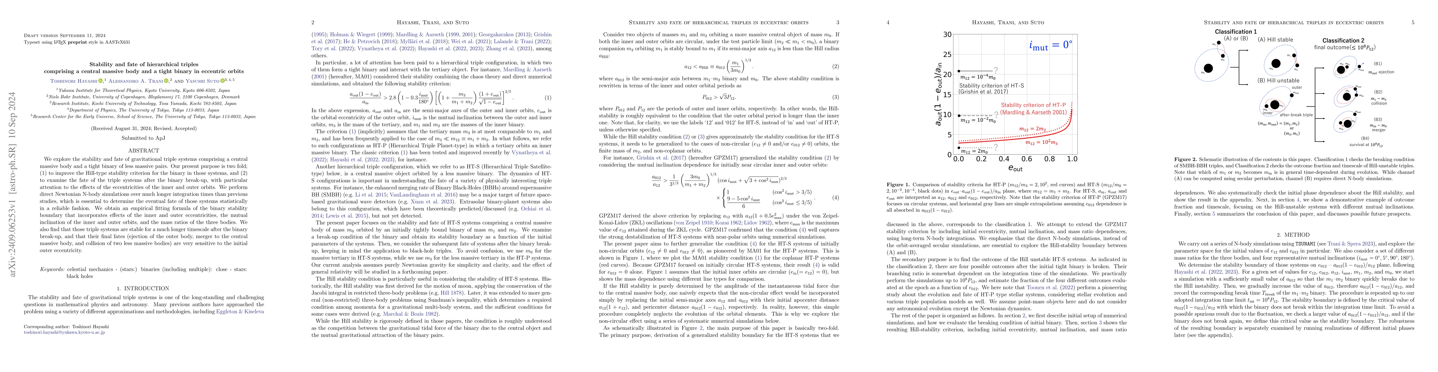 Thumbnail for Stability and fate of hierarchical triples comprising a central massive
  body and a tight binary in eccentric orbits