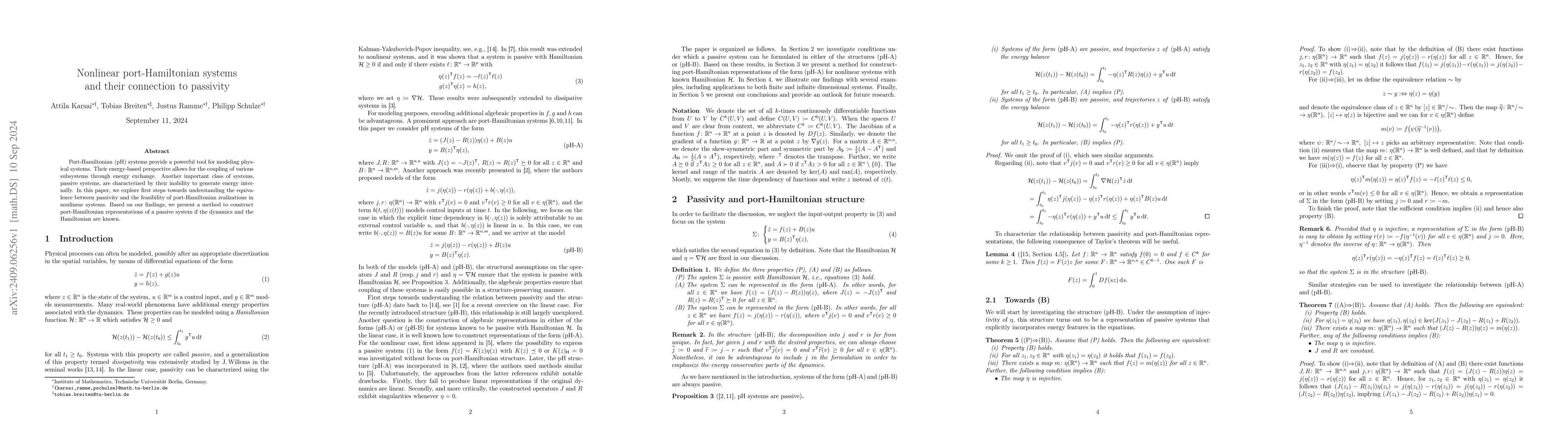 Thumbnail for Nonlinear port-Hamiltonian systems and their connection to passivity