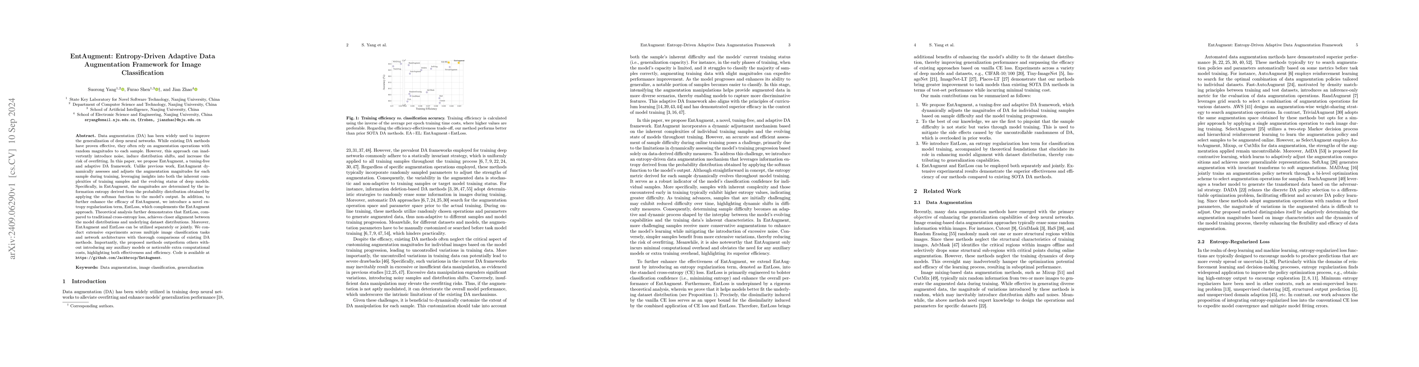 Thumbnail for EntAugment: Entropy-Driven Adaptive Data Augmentation Framework for
  Image Classification