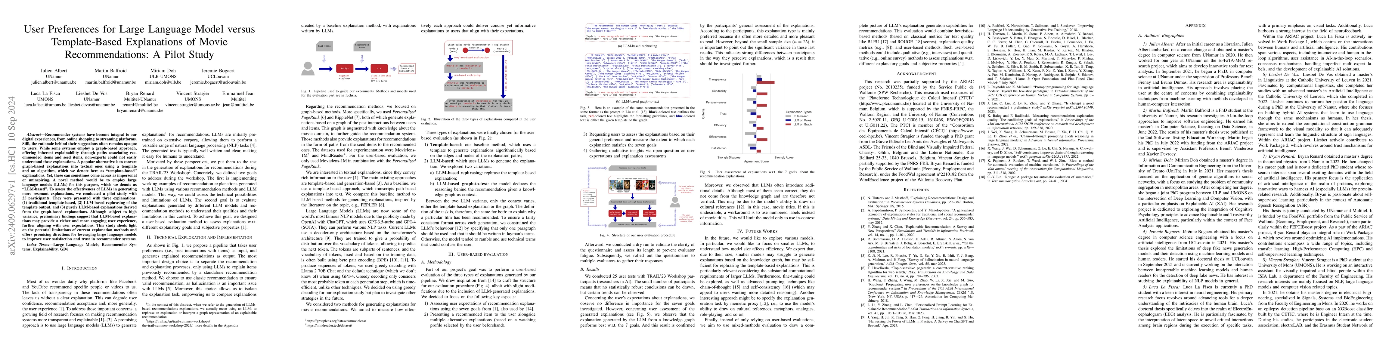 Thumbnail for User Preferences for Large Language Model versus Template-Based
  Explanations of Movie Recommendations: A Pilot Study