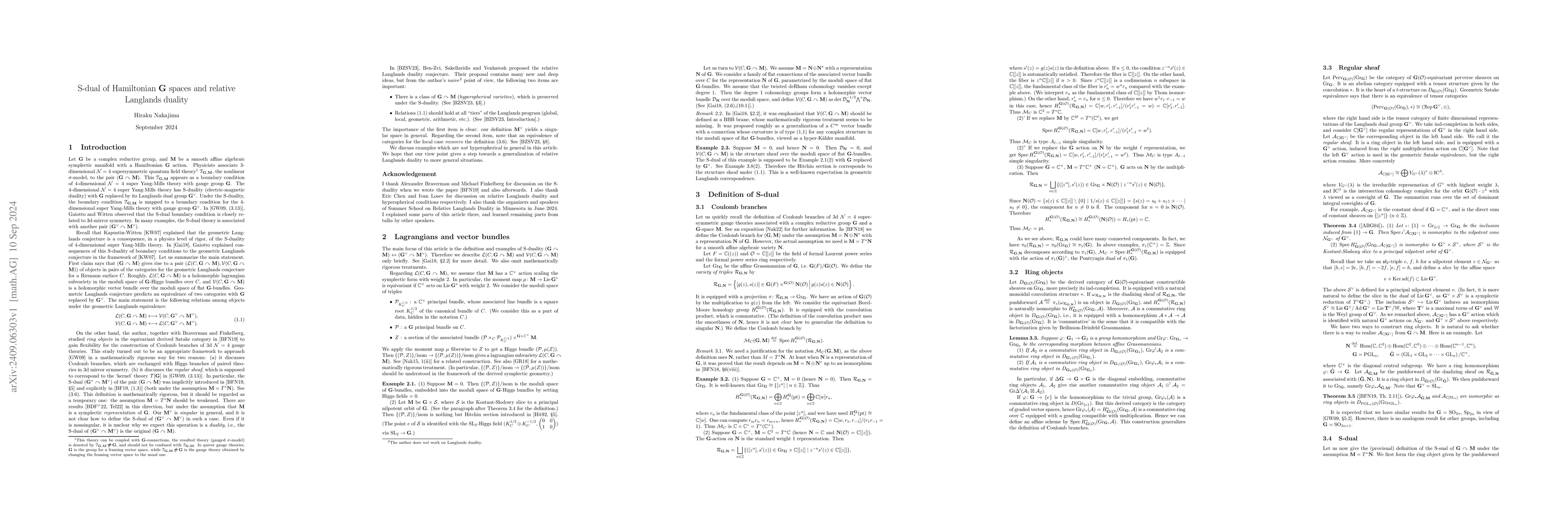 Thumbnail for S-dual of Hamiltonian $\mathbf G$ spaces and relative Langlands duality