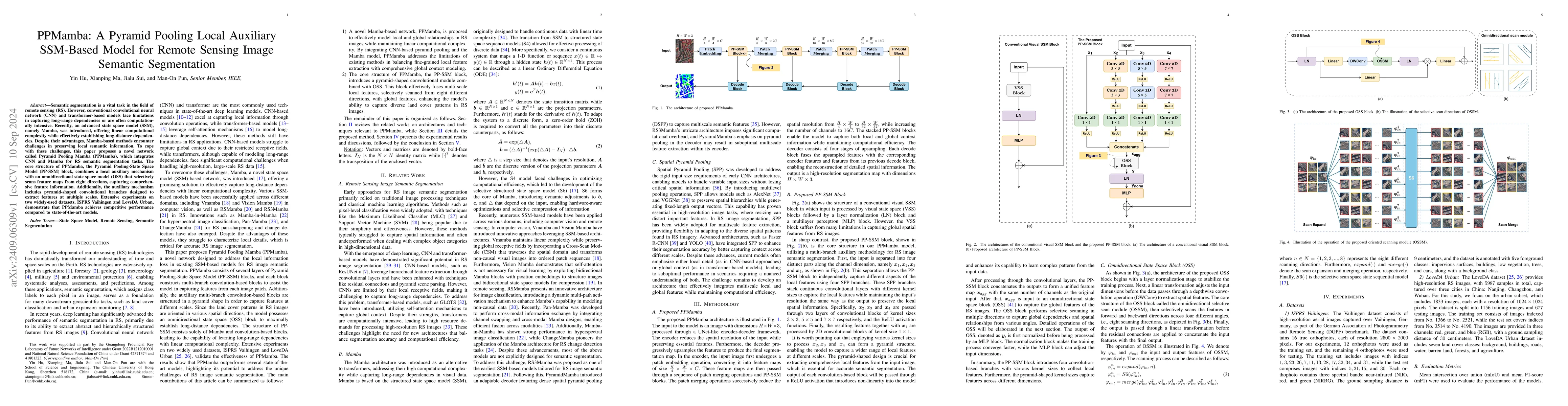 Thumbnail for PPMamba: A Pyramid Pooling Local Auxiliary SSM-Based Model for Remote
  Sensing Image Semantic Segmentation