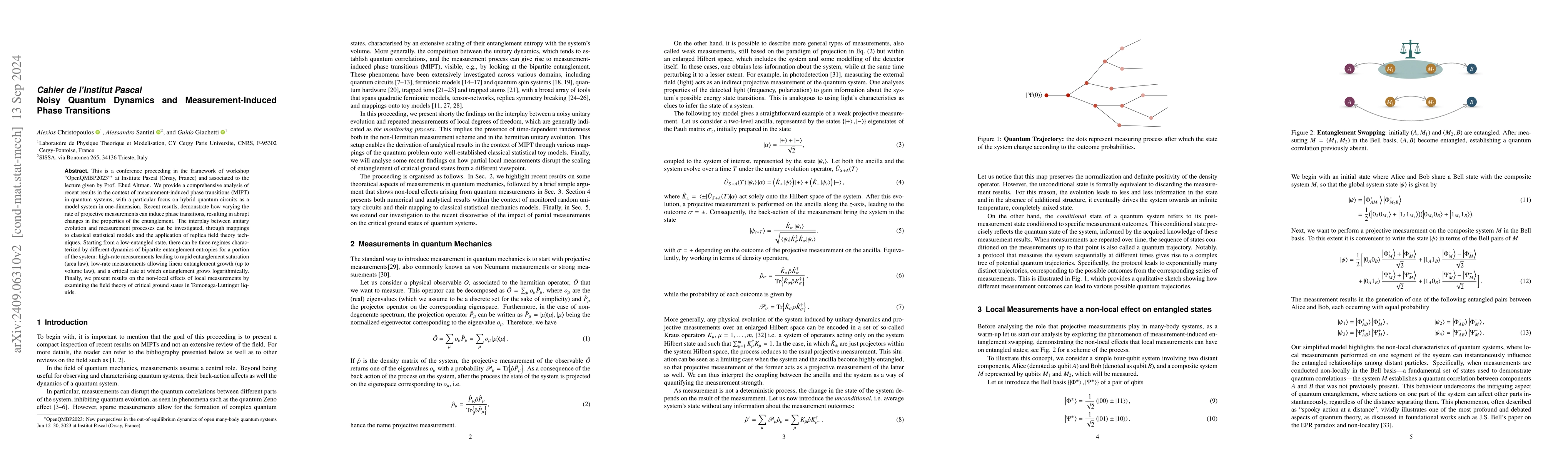 Thumbnail for Cahier de l'Institut Pascal: Noisy Quantum Dynamics and
  Measurement-Induced Phase Transitions
