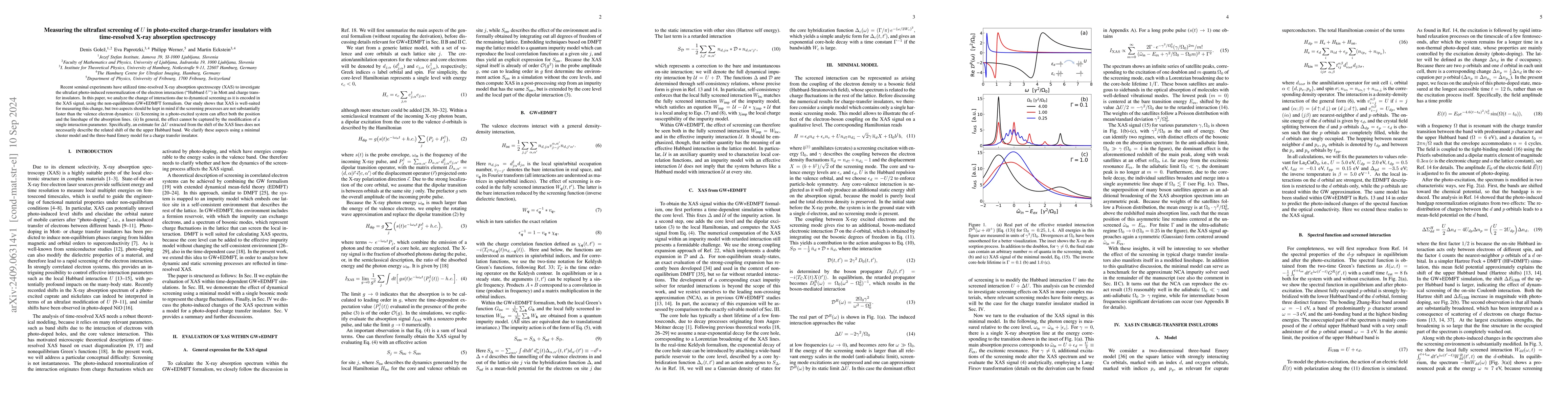 Thumbnail for Measuring the ultrafast screening of $U$ in photo-excited
  charge-transfer insulators with time-resolved X-ray absorption spectroscopy