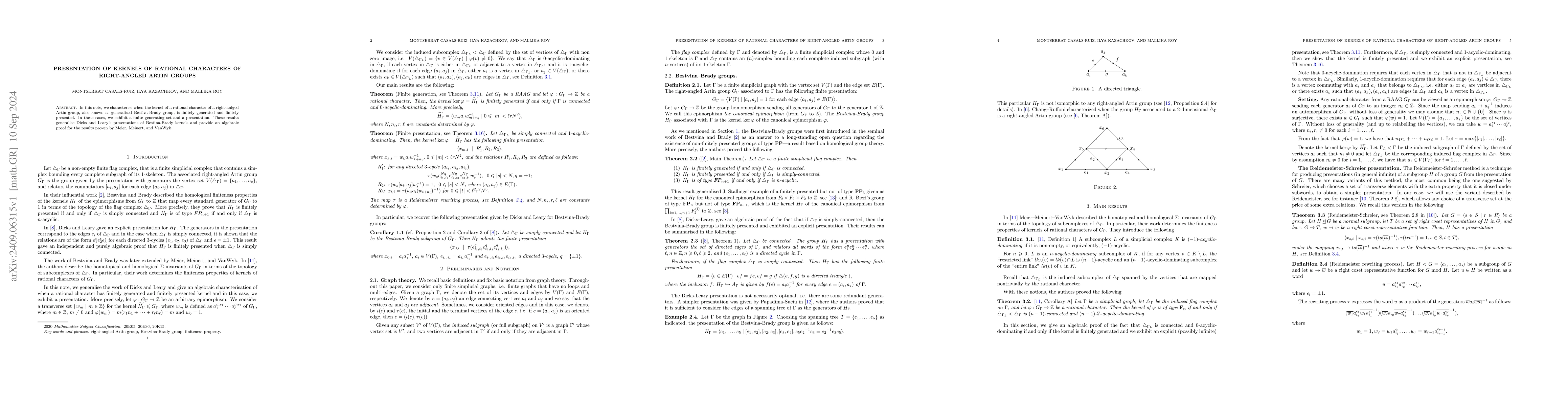 Thumbnail for Presentation of kernels of rational characters of right-angled Artin
  groups
