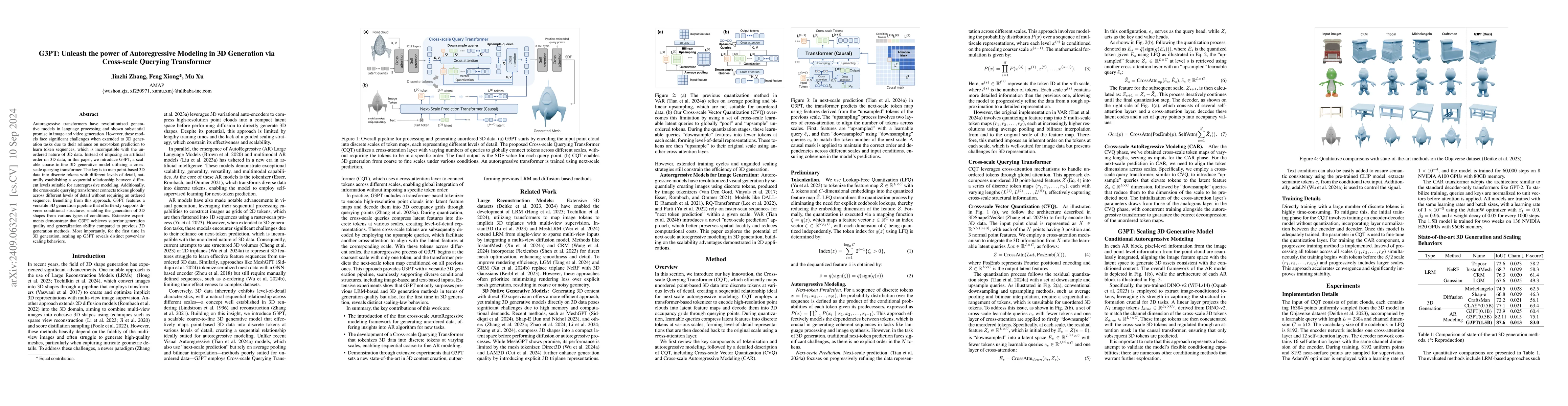 Thumbnail for G3PT: Unleash the power of Autoregressive Modeling in 3D Generation via
  Cross-scale Querying Transformer