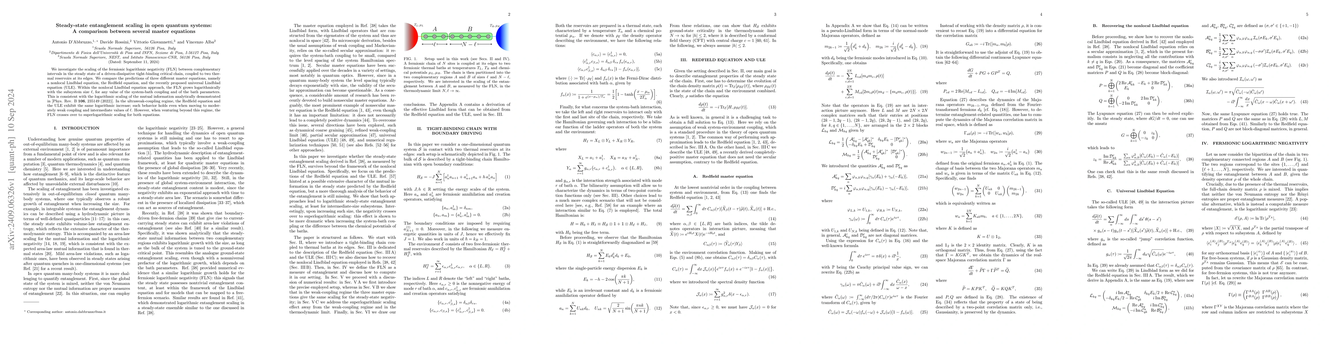 Thumbnail for Steady-state entanglement scaling in open quantum systems: A comparison
  between several master equations