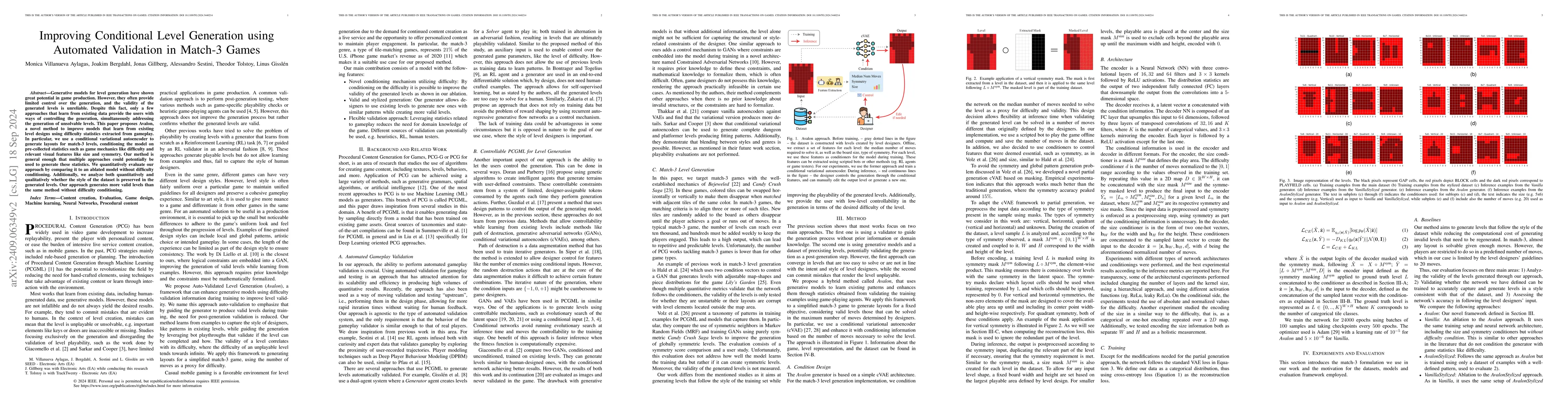 Thumbnail for Improving Conditional Level Generation using Automated Validation in
  Match-3 Games