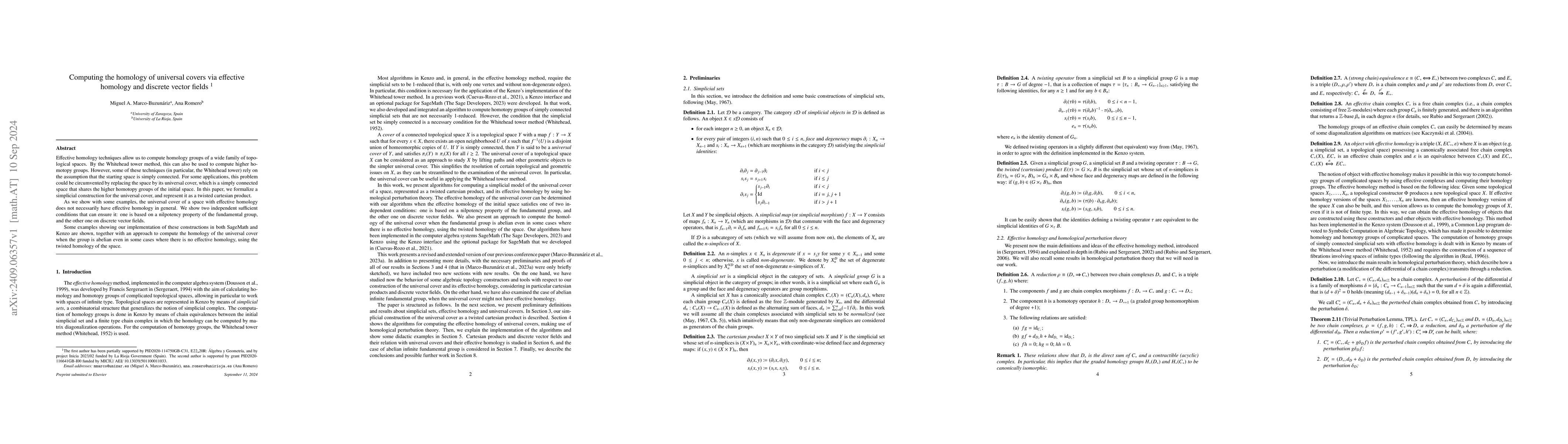 Thumbnail for Computing the homology of universal covers via effective homology and
  discrete vector fields