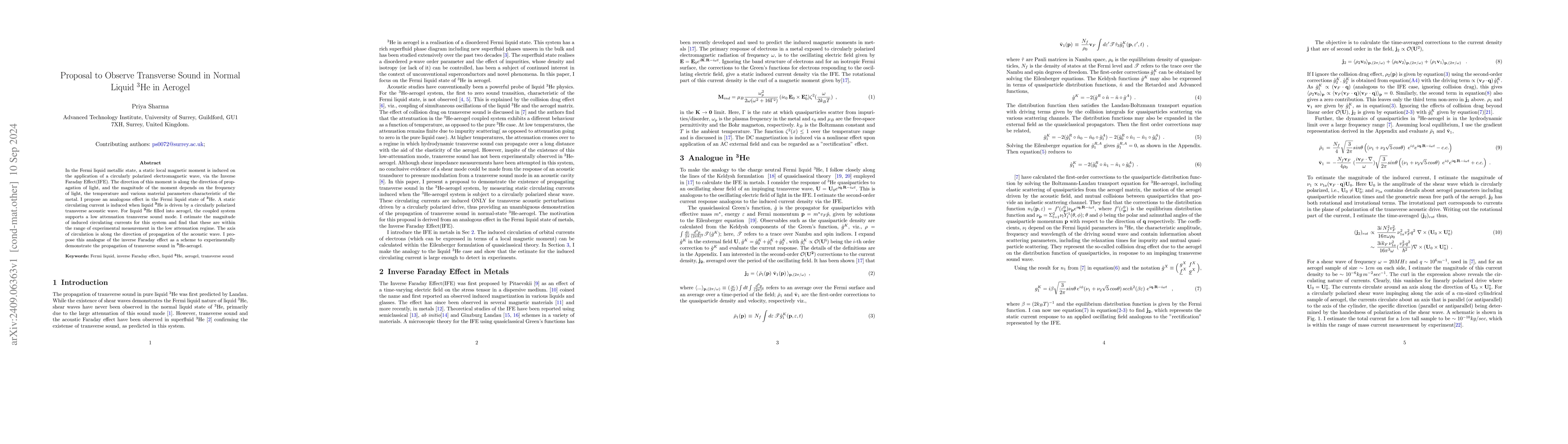 Thumbnail for Proposal to Observe Transverse Sound in Normal Liquid $^3$He in Aerogel