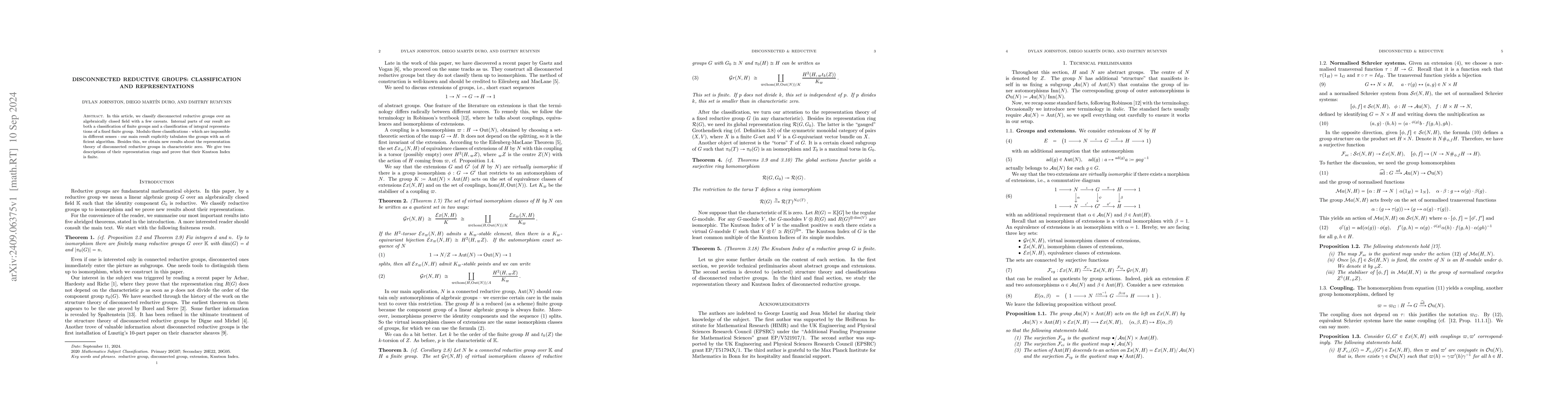 Thumbnail for Disconnected Reductive Groups: Classification and Representations