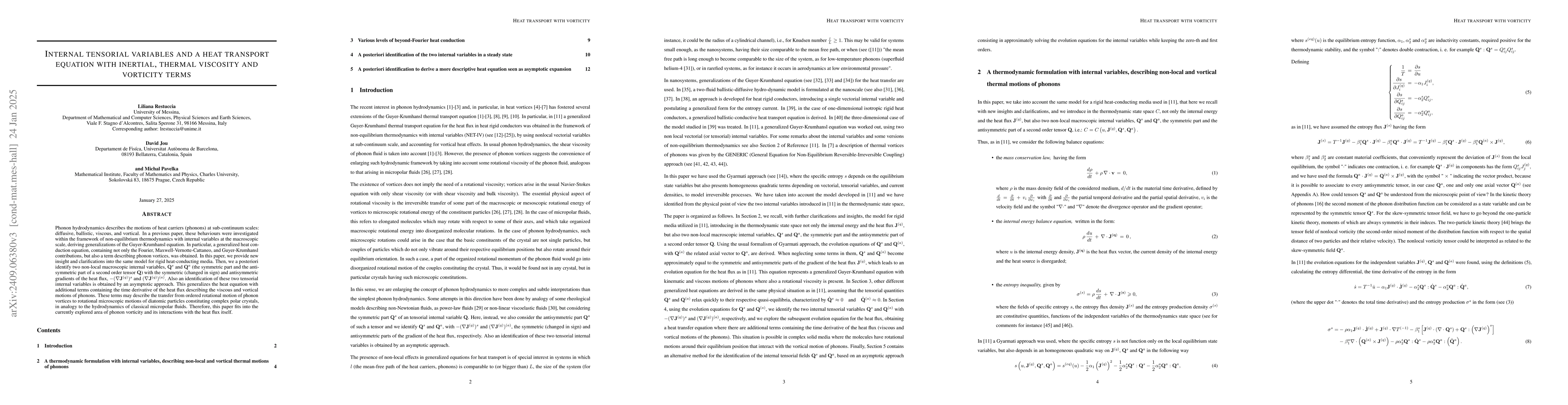 Thumbnail for Internal tensorial variables and a heat transport equation with
  inertial, thermal viscosity and vorticity terms
