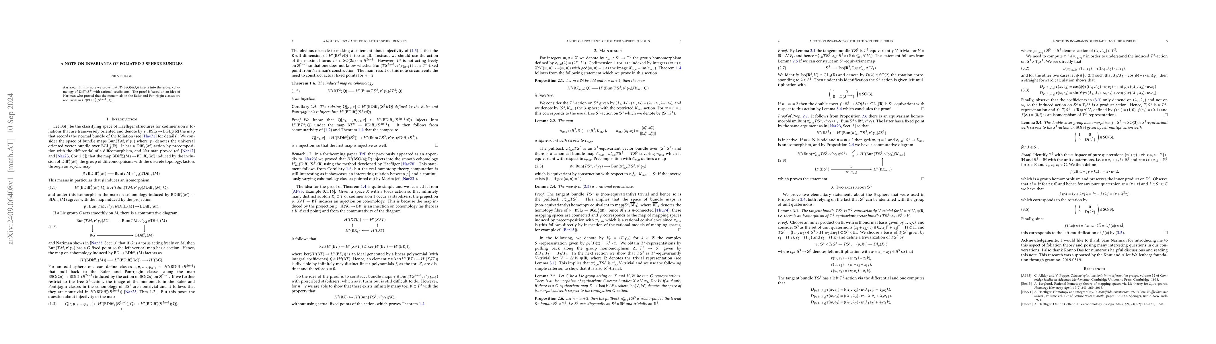 Thumbnail for A note on invariants of foliated 3-sphere bundles