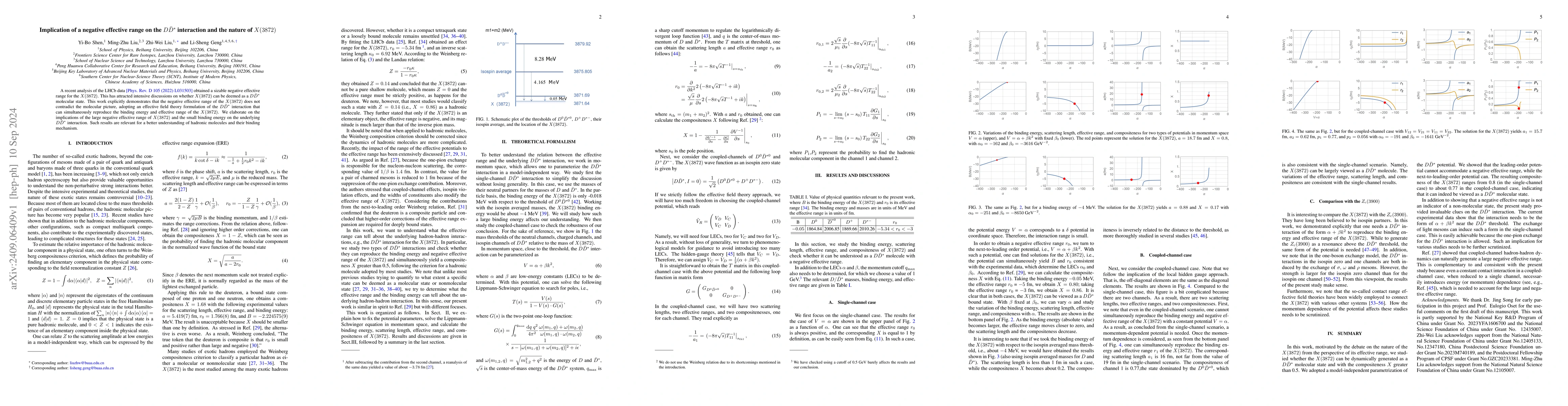 Thumbnail for Implication of a negative effective range on the $D\bar{D}^*$
  interaction and the nature of $X(3872)$