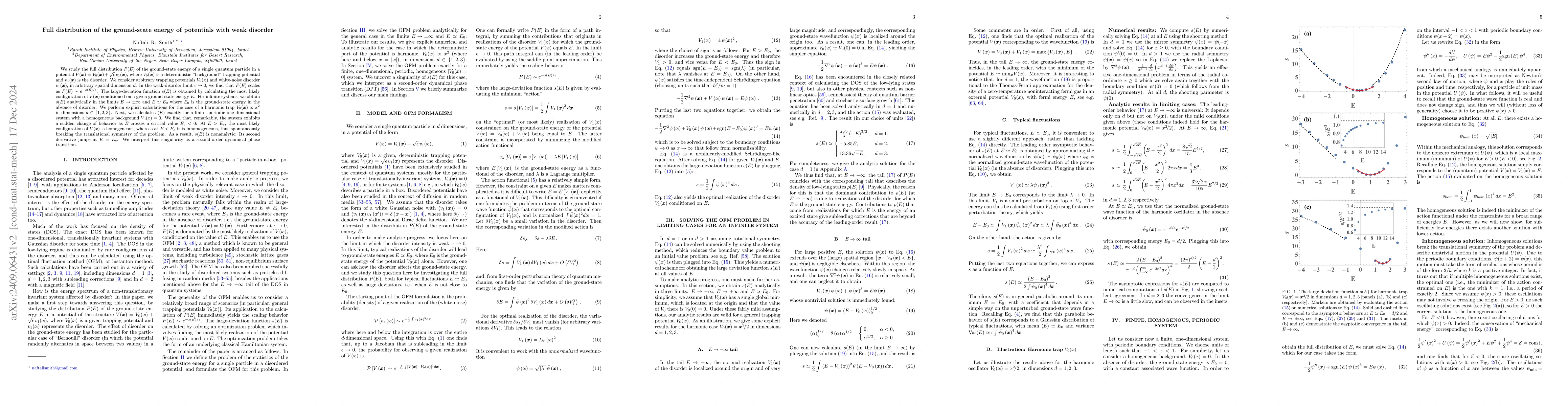 Thumbnail for Full distribution of the ground-state energy of potentials with weak
  disorder