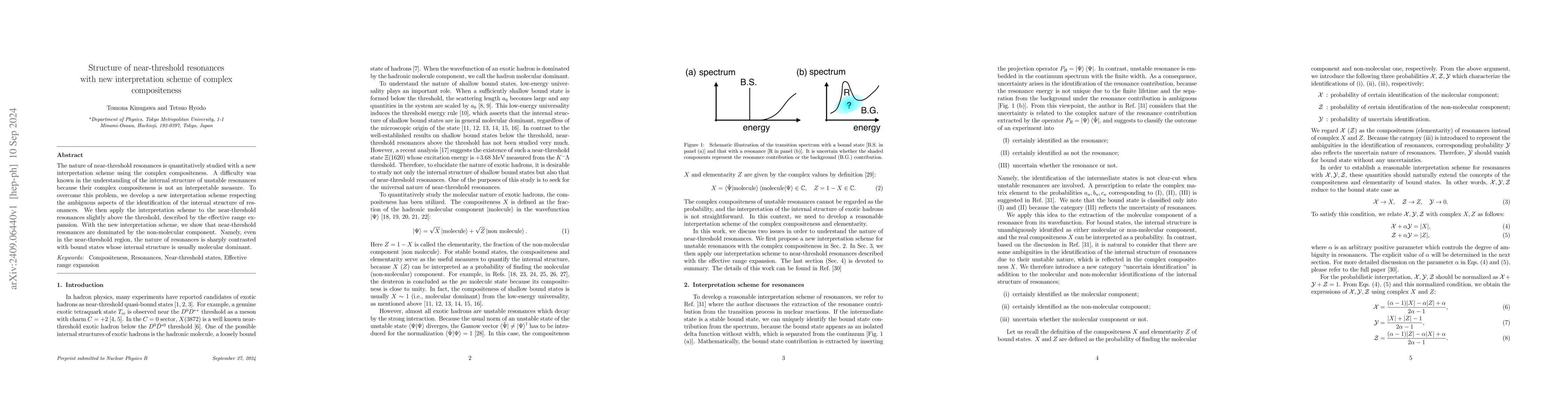 Thumbnail for Structure of near-threshold resonances with new interpretation scheme of
  complex compositeness