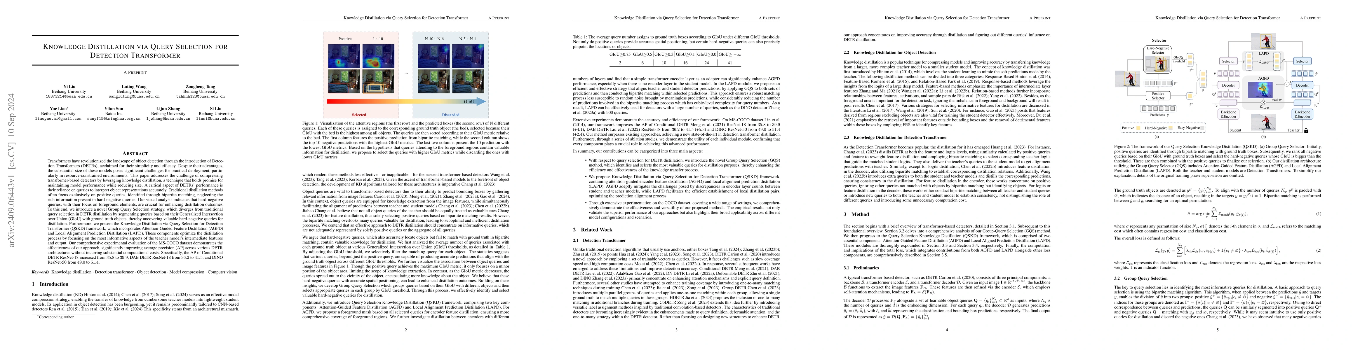 Thumbnail for Knowledge Distillation via Query Selection for Detection Transformer