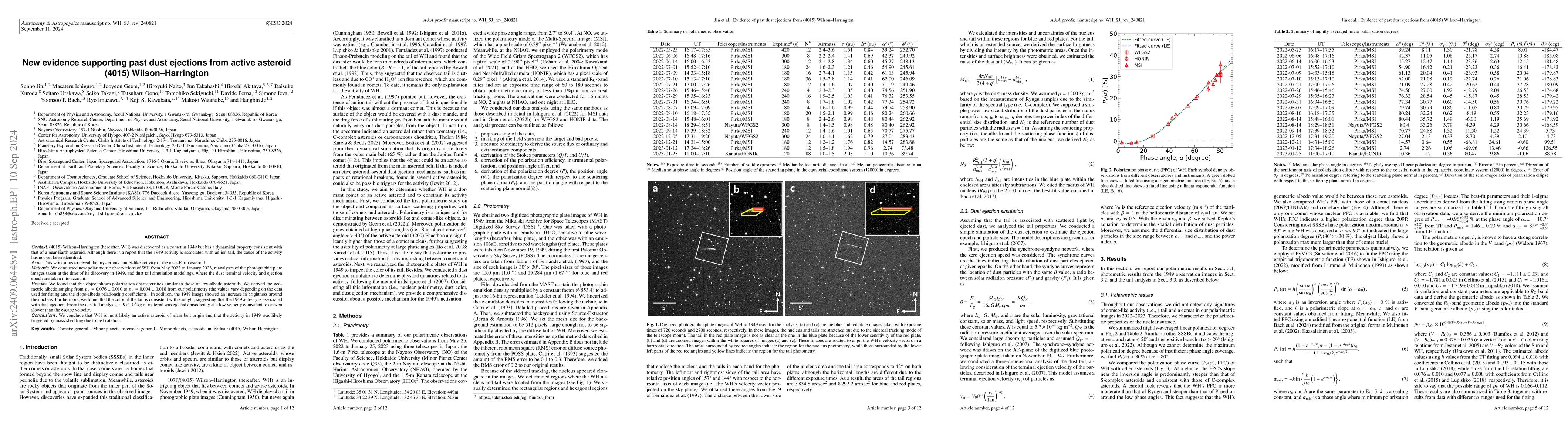 Thumbnail for New evidence supporting past dust ejections from active asteroid (4015)
  Wilson-Harrington