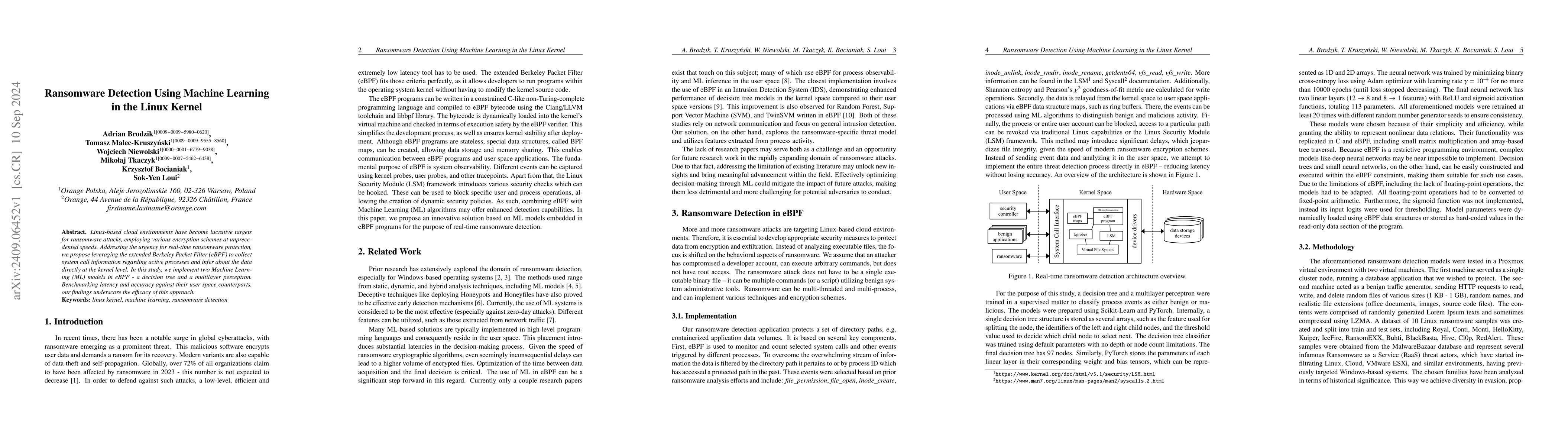 Thumbnail for Ransomware Detection Using Machine Learning in the Linux Kernel