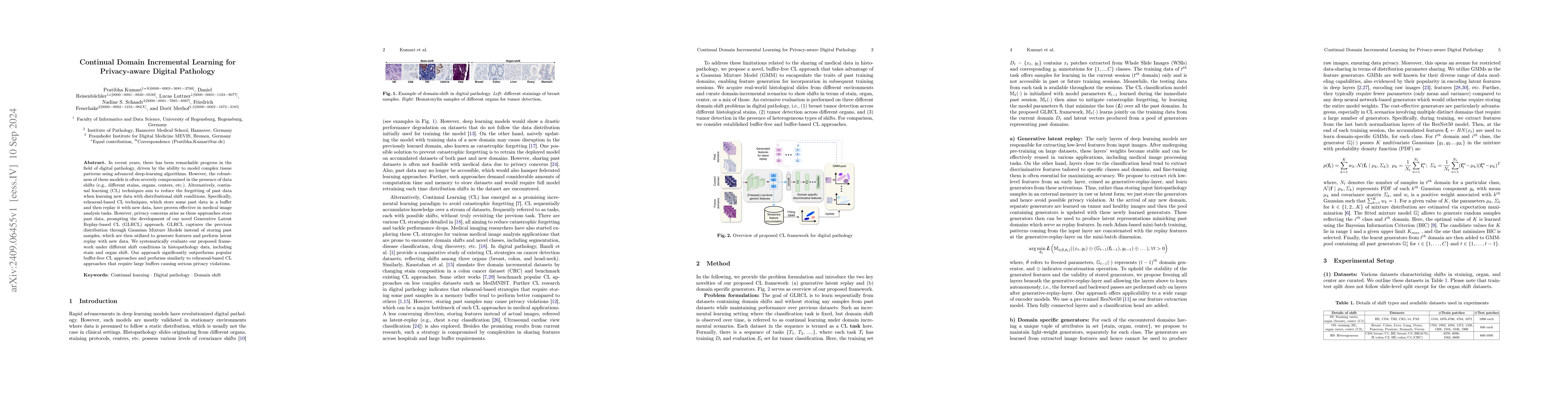Thumbnail for Continual Domain Incremental Learning for Privacy-aware Digital
  Pathology