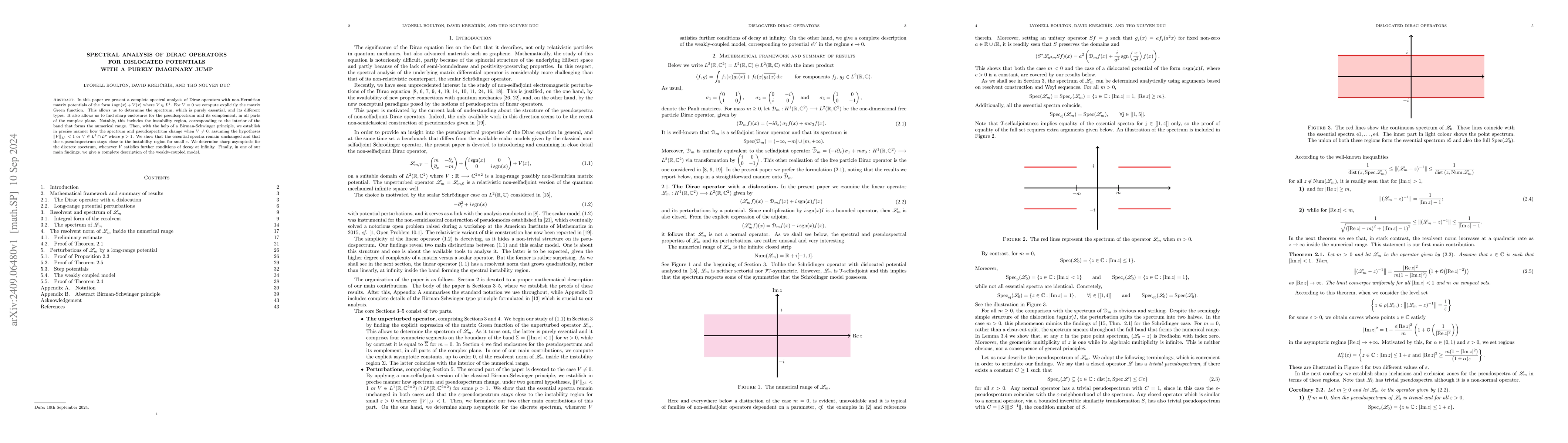 Thumbnail for Spectral analysis of Dirac operators for dislocated potentials with a
  purely imaginary jump