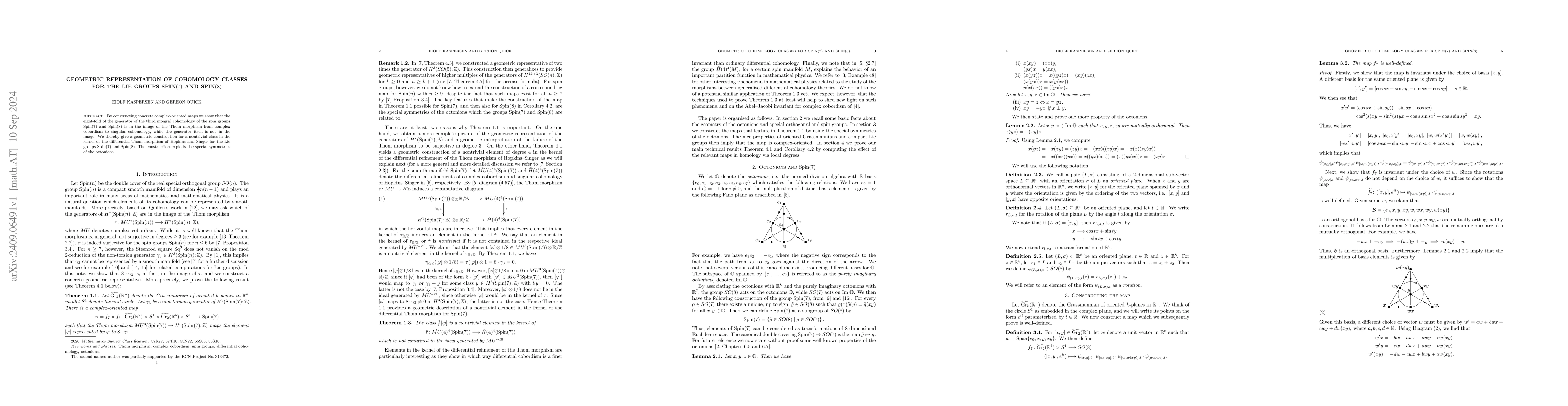 Thumbnail for Geometric representation of cohomology classes for the Lie groups
  Spin(7) and Spin(8)