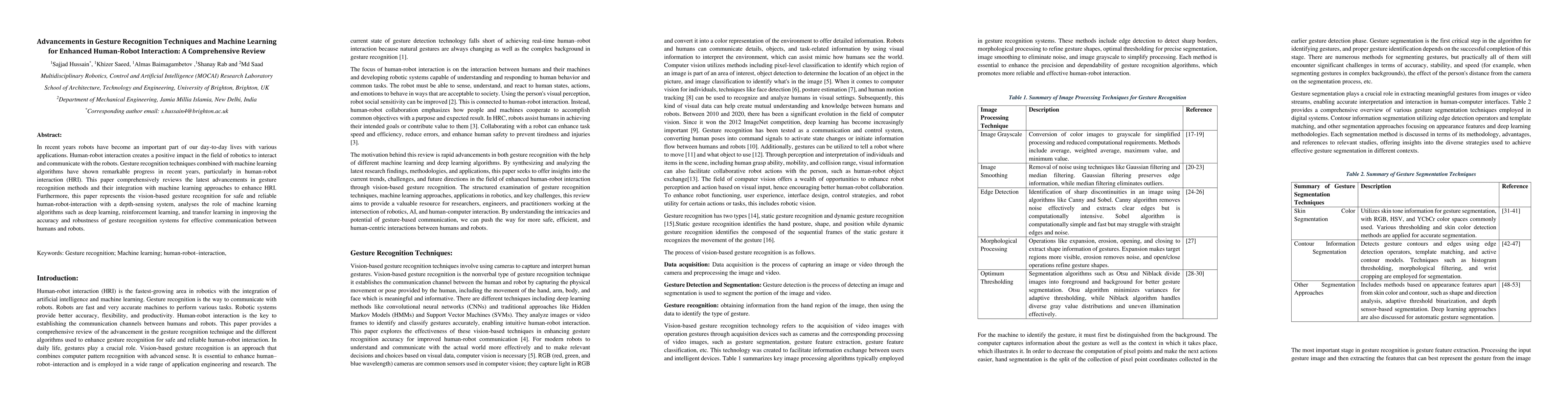 Thumbnail for Advancements in Gesture Recognition Techniques and Machine Learning for
  Enhanced Human-Robot Interaction: A Comprehensive Review