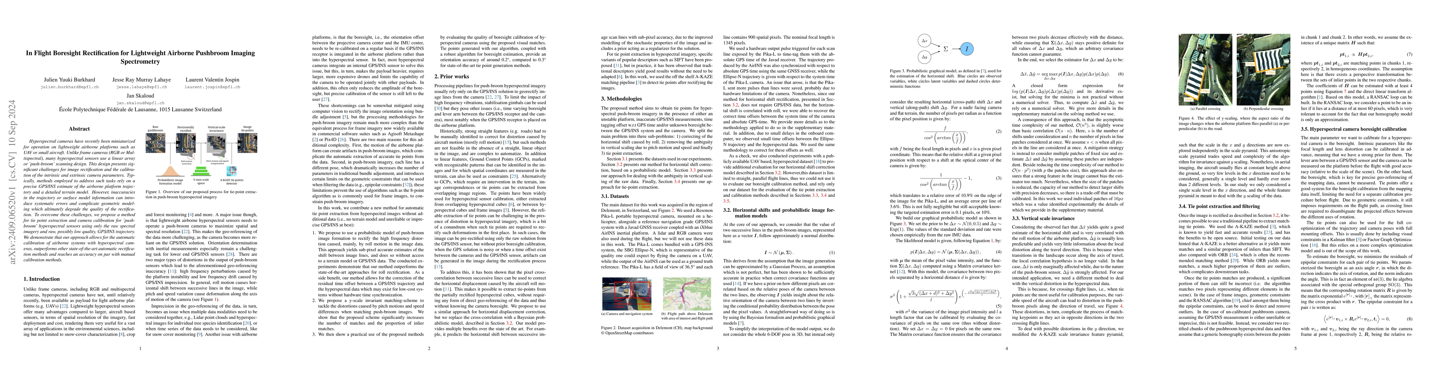 Thumbnail for In Flight Boresight Rectification for Lightweight Airborne Pushbroom
  Imaging Spectrometry
