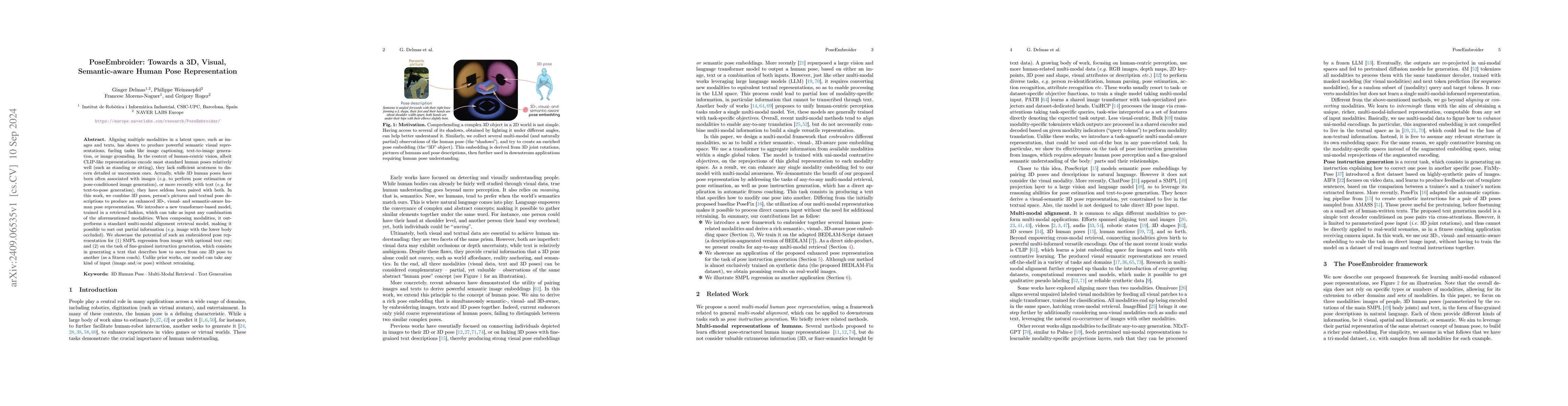 Thumbnail for PoseEmbroider: Towards a 3D, Visual, Semantic-aware Human Pose
  Representation