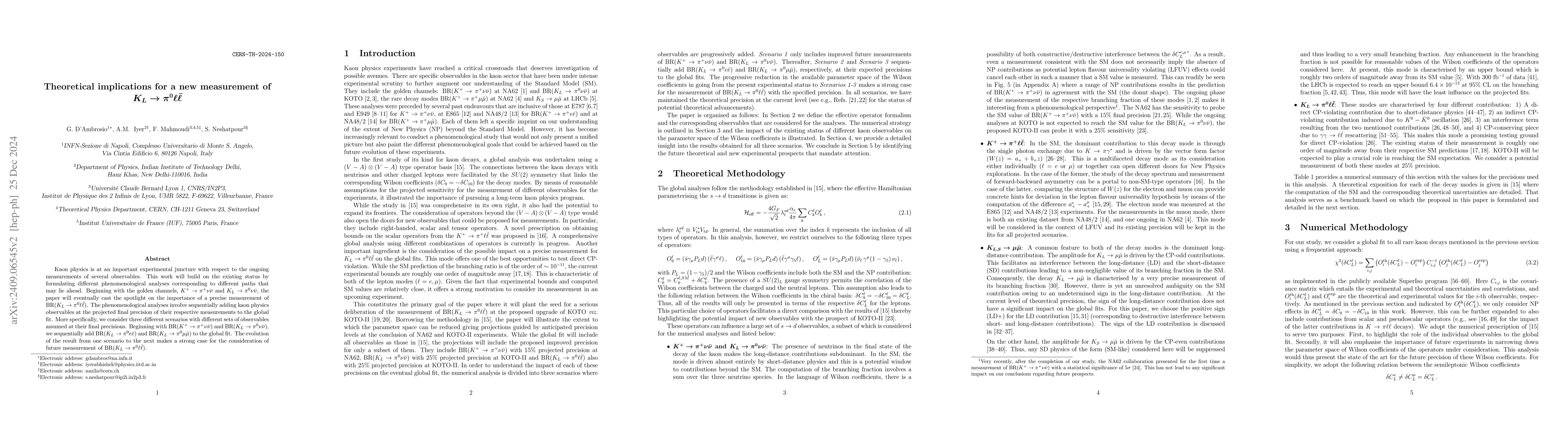 Thumbnail for Theoretical implications for a new measurement of $K_L\to π^0
  \ell\ell$