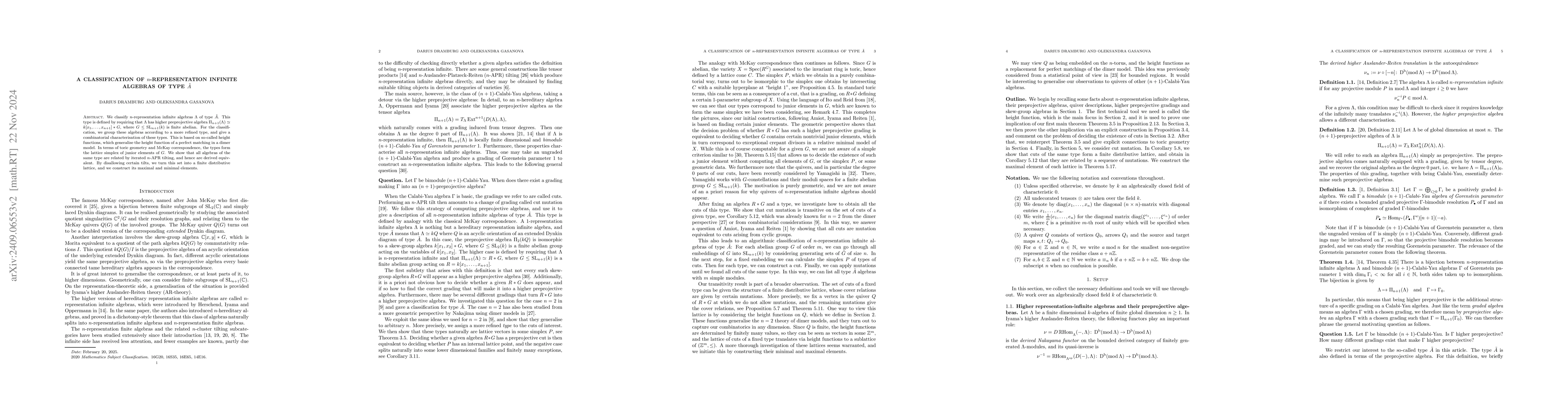 Thumbnail for A classification of $n$-representation infinite algebras of type Ã