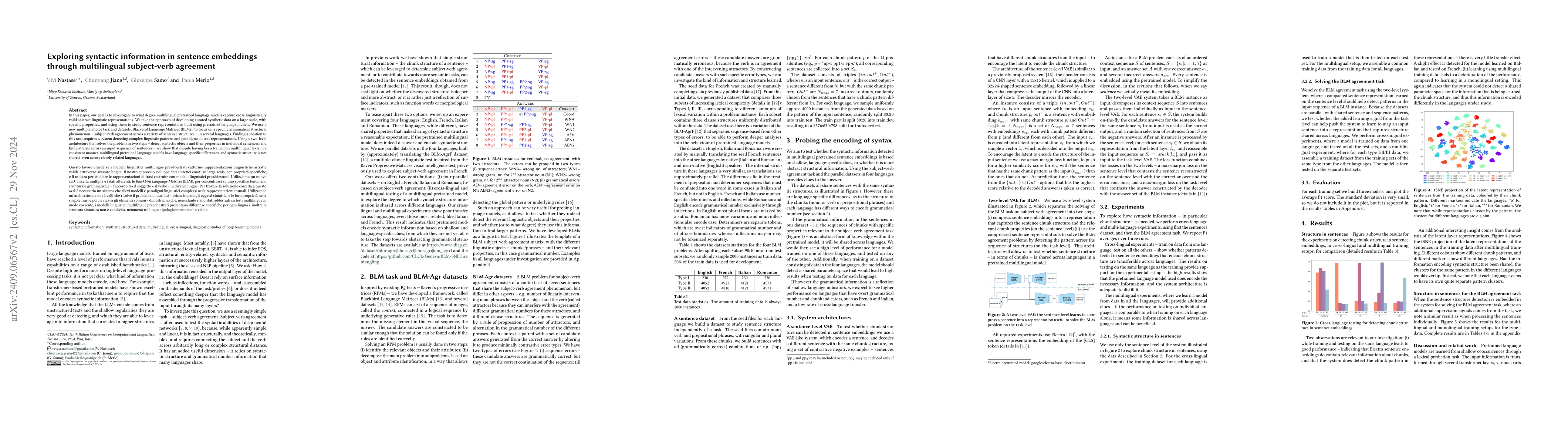 Thumbnail for Exploring syntactic information in sentence embeddings through
  multilingual subject-verb agreement