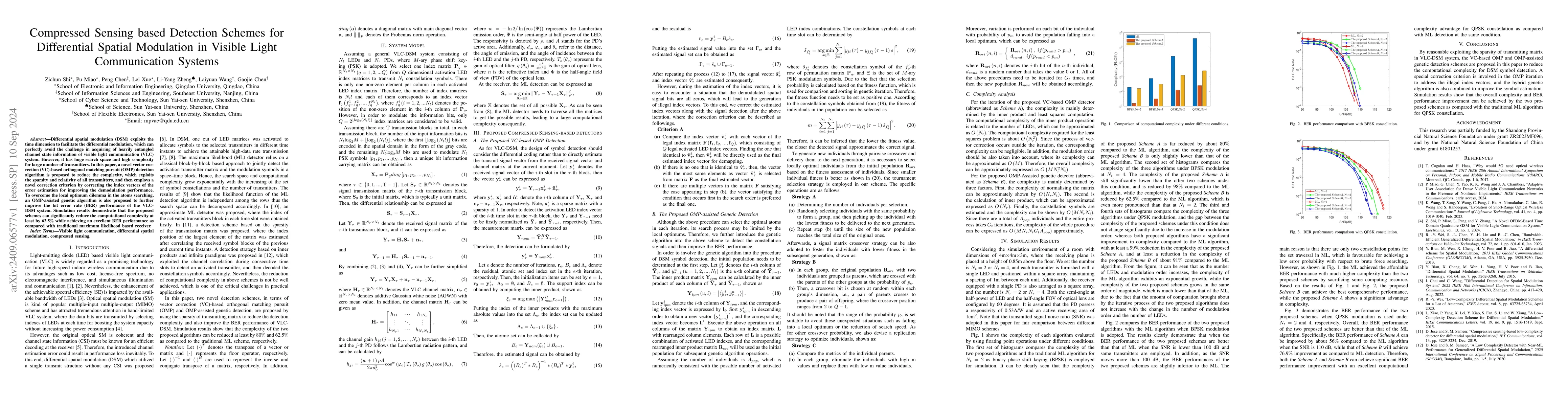Thumbnail for Compressed Sensing based Detection Schemes for Differential Spatial
  Modulation in Visible Light Communication Systems