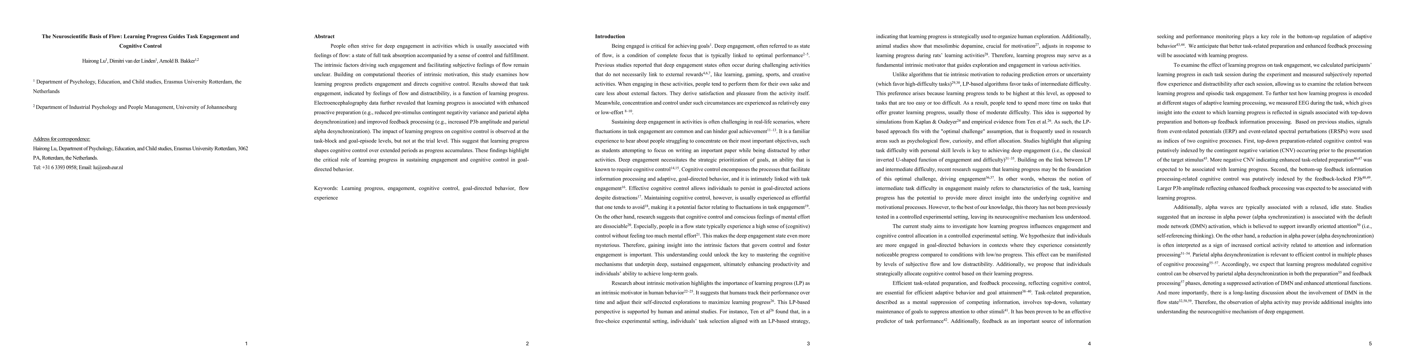 Thumbnail for The Neuroscientific Basis of Flow: Learning Progress Guides Task
  Engagement and Cognitive Control