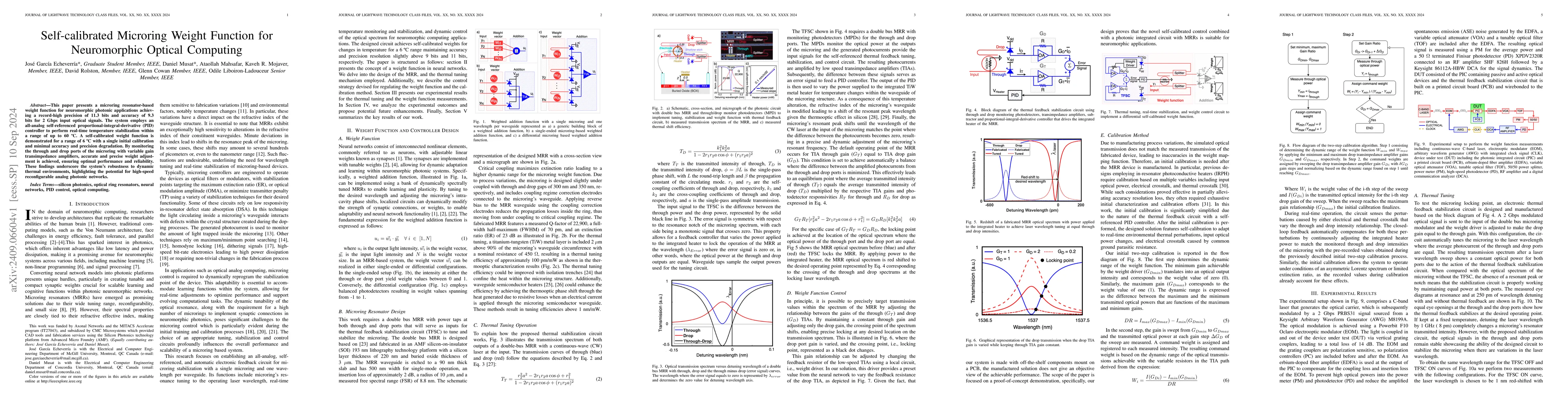 Thumbnail for Self-calibrated Microring Weight Function for Neuromorphic Optical
  Computing