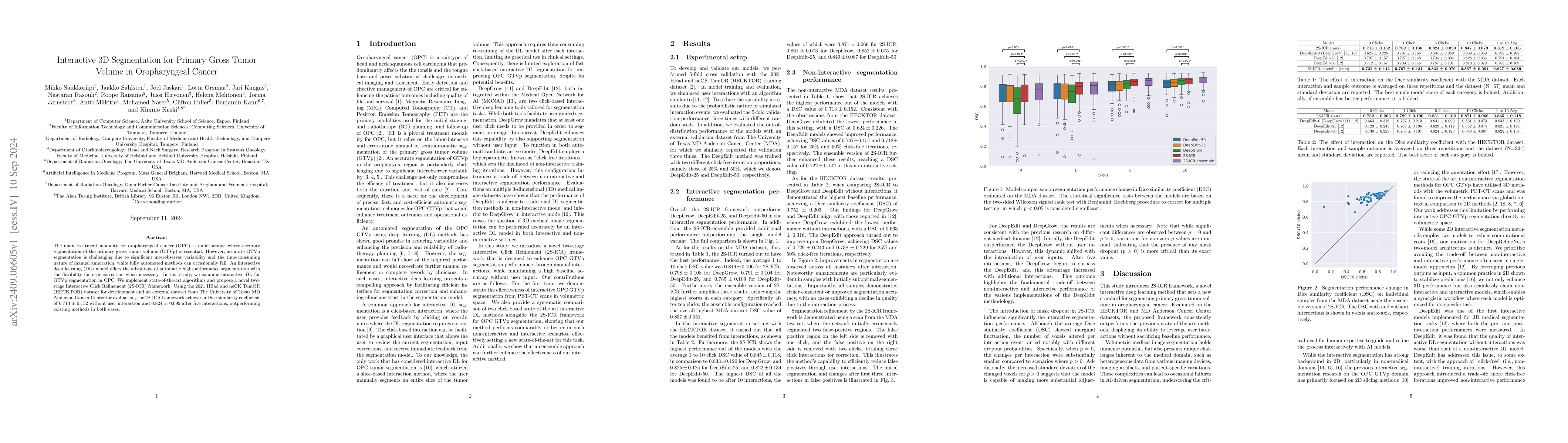 Thumbnail for Interactive 3D Segmentation for Primary Gross Tumor Volume in
  Oropharyngeal Cancer
